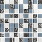 Росмозаика Мозаика стеклянная № 2355 Микс белый-серый-платина рисунок Мозаика 30х30 (2,3х2,3) см