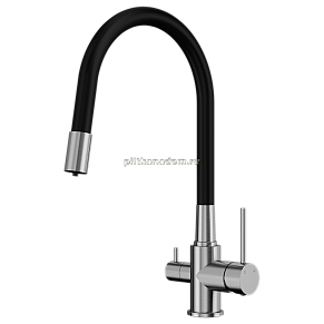 Смеситель Elghansa KITCHEN Pure Water 56F5216-Steel для кухни (для фильтра) с гибким изливом