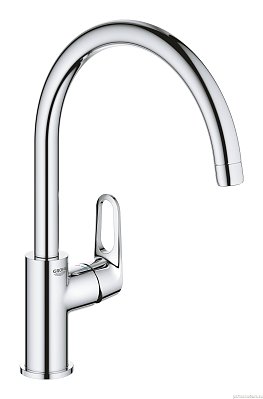 Смеситель для кухонной мойки GROHE BauFlow с высоким C-образным изливом, хром (31538001)