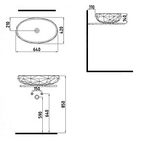 Раковина 64х42 см Bien Moly MLLG06201FD0W3000