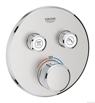 Внешняя часть термостата для душа GROHE Grohtherm SmartControl на 2 потребителя, круглая, суперсталь (29119DC0)