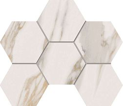 Estima Miramare RM01 White Hexagon Белая Неполированная Мозаика 25x28,5 см