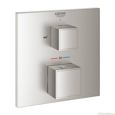 Внешняя часть термостата для ванны GROHE Grohtherm Cube на 2 потребителя, суперсталь (24155DC0)