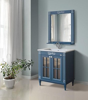 Мебель для ванны Атолл Милана 80 синий патина серебро