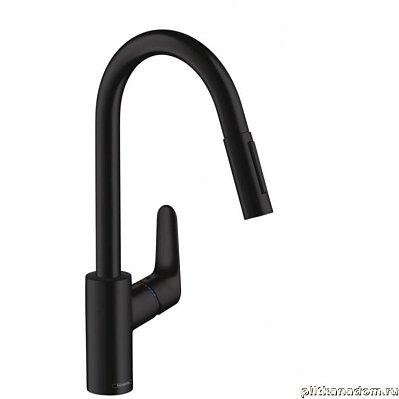 Hansgrohe Focus 31815670 Смеситель для кухни с выдвижным изливом, черный