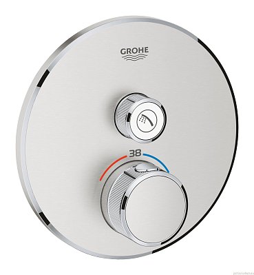 Внешняя часть термостата для душа GROHE Grohtherm SmartControl на 1 потребителя, круглая, суперсталь (29118DC0)