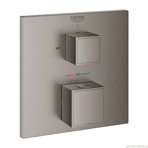 Внешняя часть термостата для ванны GROHE Grohtherm Cube на 2 потребителя, темный графит матовый (24155AL0)