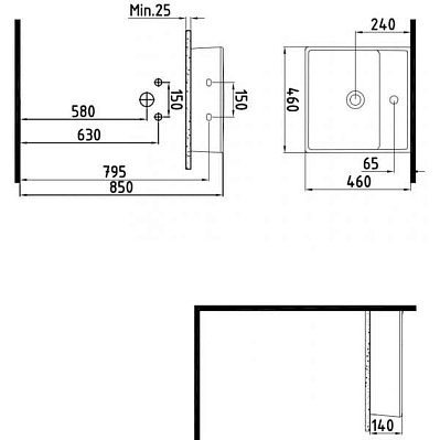 Раковина 46х46 см Bien Infinitum INLG04601FD1W3000