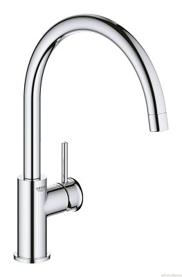 Смеситель для кухонной мойки GROHE BauClassic с высоким C-образным изливом, хром (31535001)